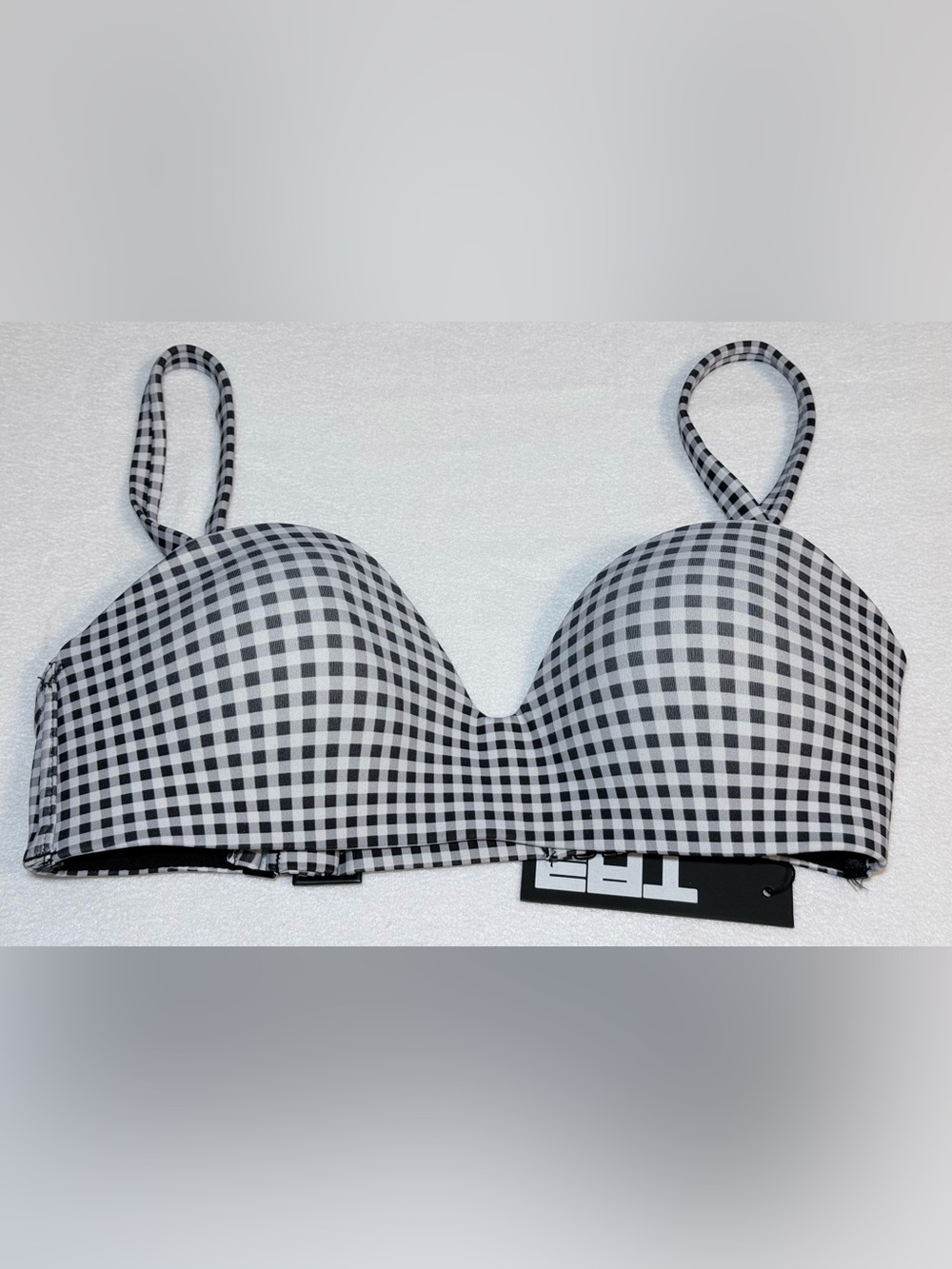 New Wireless Swim Bra. Black & White Gingham. XS